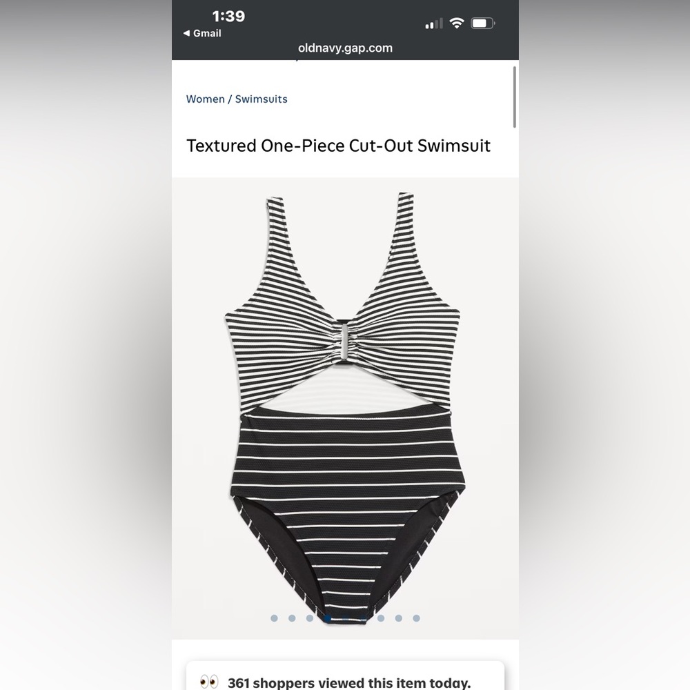 Old Navy Black and White One Piece Swimsuit with Nautical Stripes